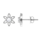 Rosec Jewels-Round Cut Diamond Flower Stud Earrings with Beaded