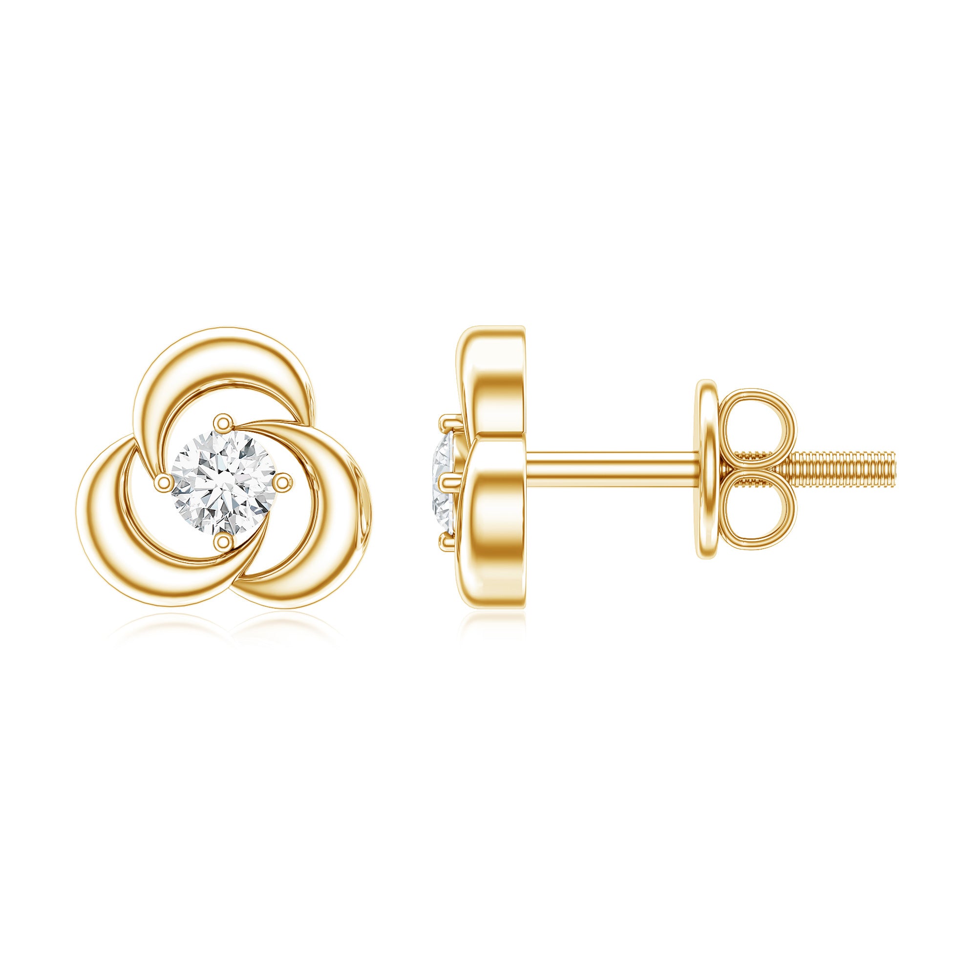 Diamond Swirl Stud Earring with Screw Back Lab - ( EF-VS ) - Rosec Jewels