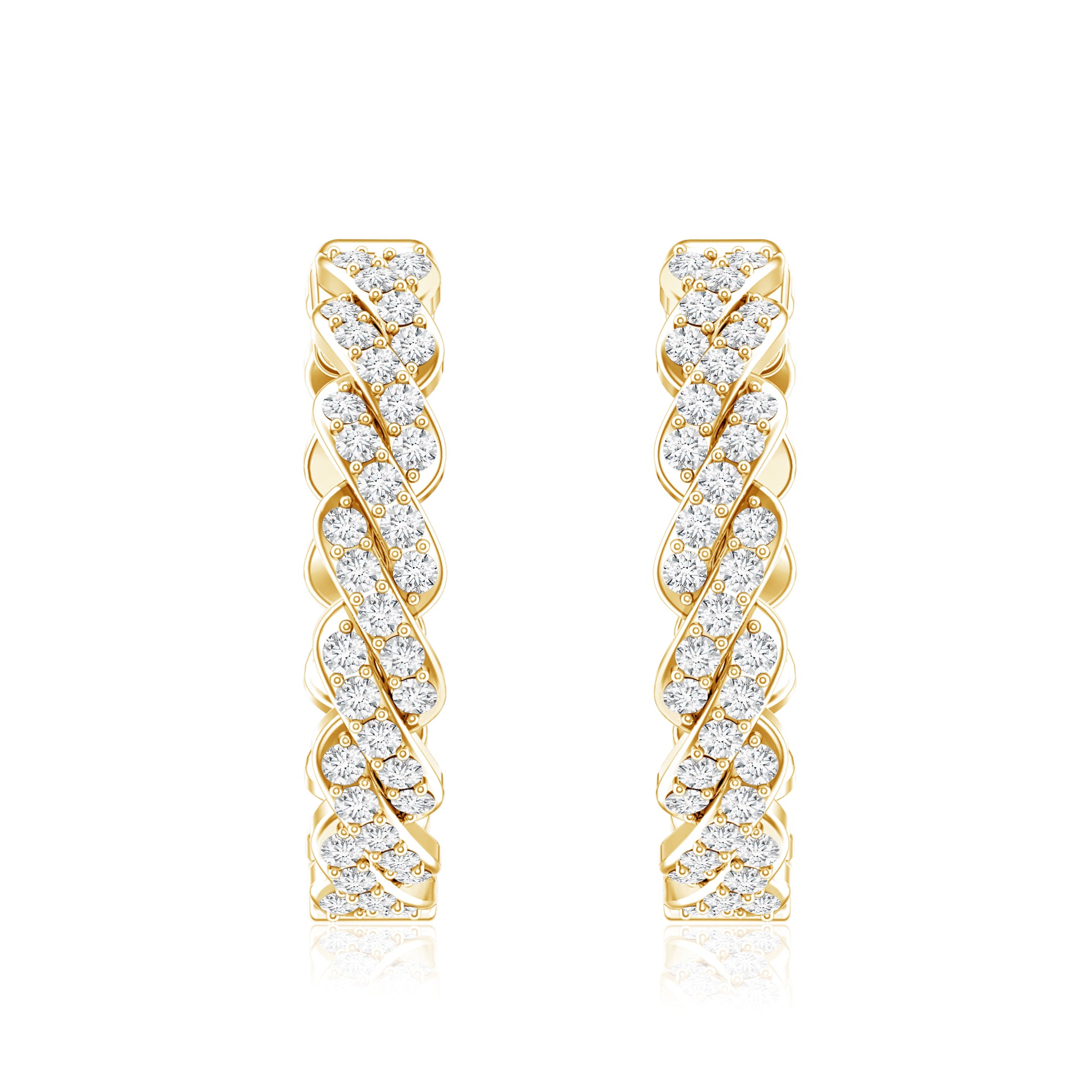 Natural Diamond Twisted Hoop Earrings with Certificate Lab - ( EF-VS ) - Rosec Jewels