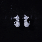 Certified Diamond Cat Kitty Earrings Lab - ( EF-VS ) - Rosec Jewels