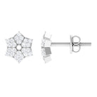 Rosec Jewels-1/4 CT Round Diamond Classic Flower Stud Earrings