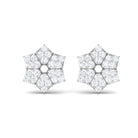 Rosec Jewels-1/4 CT Round Diamond Classic Flower Stud Earrings