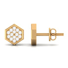 Rosec Jewels-1/4 CT Simple Diamond Gold Hexagon Stud Earrings