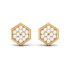 Rosec Jewels-1/4 CT Simple Diamond Gold Hexagon Stud Earrings