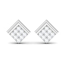 Rosec Jewels-Minimal Diamond Diagonal Square Stud Earrings in Gold