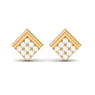 Rosec Jewels-Minimal Diamond Diagonal Square Stud Earrings in Gold