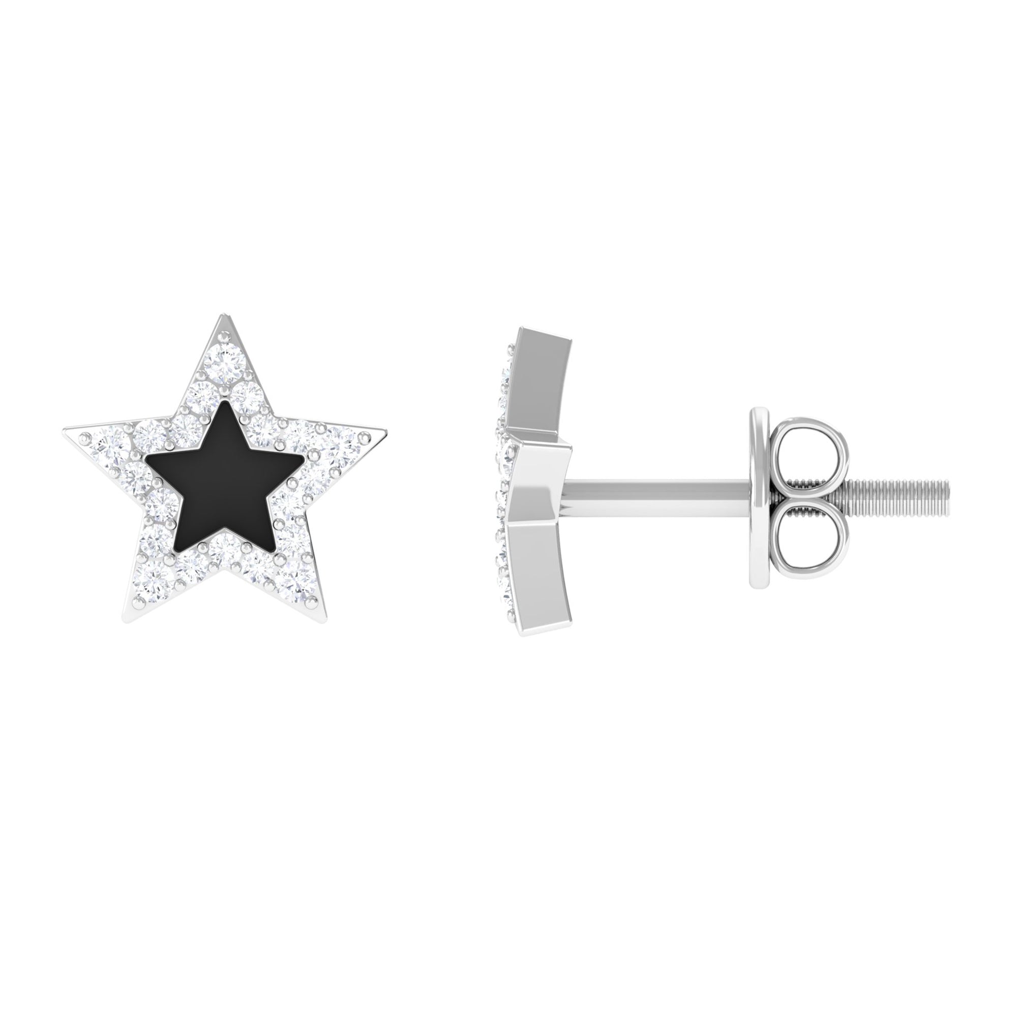 Rosec Jewels-Minimal Diamond Star Stud Earring with Enamel
