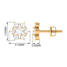Rosec Jewels-3/4 CT Diamond Cluster Flower Stud Earrings in Gold