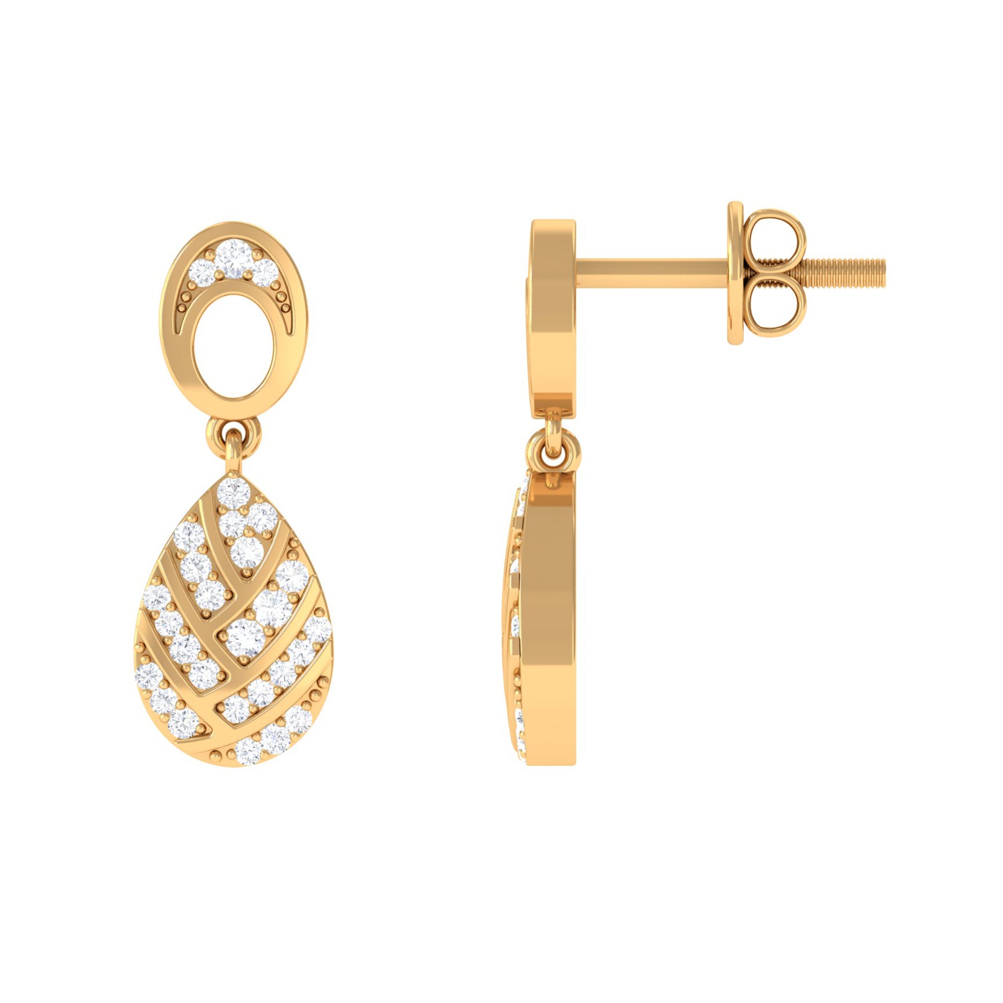 Rosec Jewels-Classic Diamond Gold Bridal Teardrop Earrings