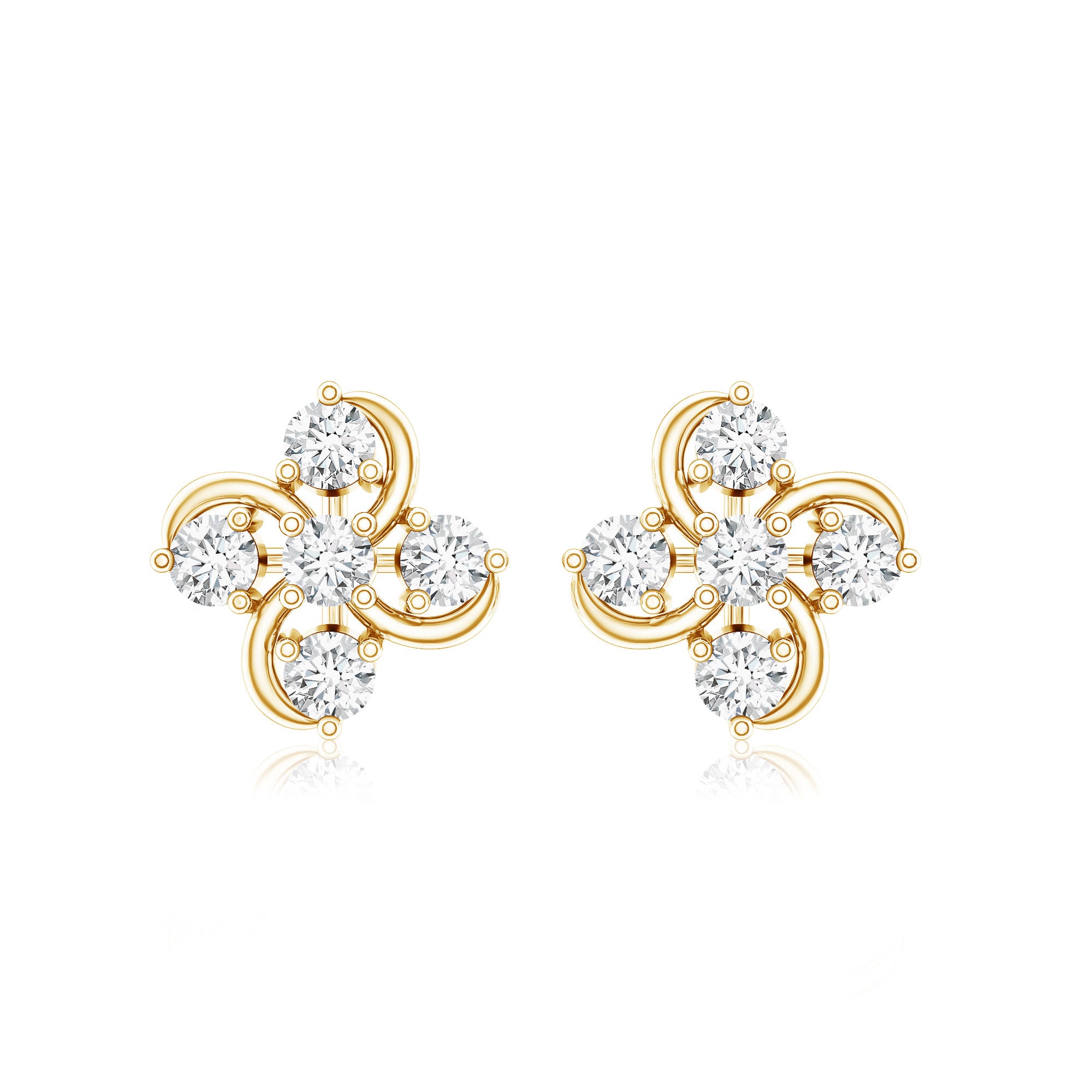 Diamond Flower Cluster Earrings For Women Lab - ( EF-VS ) - Rosec Jewels