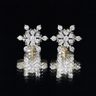 Certified Diamond Snowflake Stud Earrings with Screw Back Lab - ( EF-VS ) - Rosec Jewels