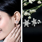 Rosec Jewels-Certified Diamond Snowflake Stud Earrings with Screw Back