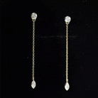 Certified Diamond Dangle Chain Earrings in Bezel Setting Lab - ( EF-VS ) - Rosec Jewels