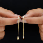 Rosec Jewels-Marquise and Round Diamond Dangle Chain Earrings in Bezel Setting