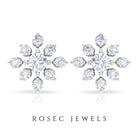 Round Cut Diamond Flower Stud Earrings for Women Lab - ( EF-VS ) - Rosec Jewels