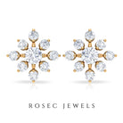 Round Cut Diamond Flower Stud Earrings for Women Lab - ( EF-VS ) - Rosec Jewels