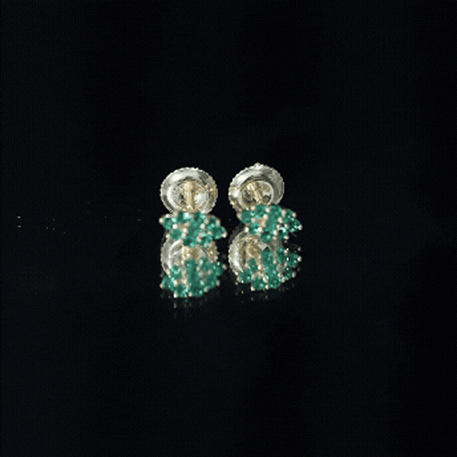 Lab Grown Emerald Stud Earrings in Yellow Gold Plated Silver AAAA 14K Yellow Gold Plated Silver - Rosec Jewels