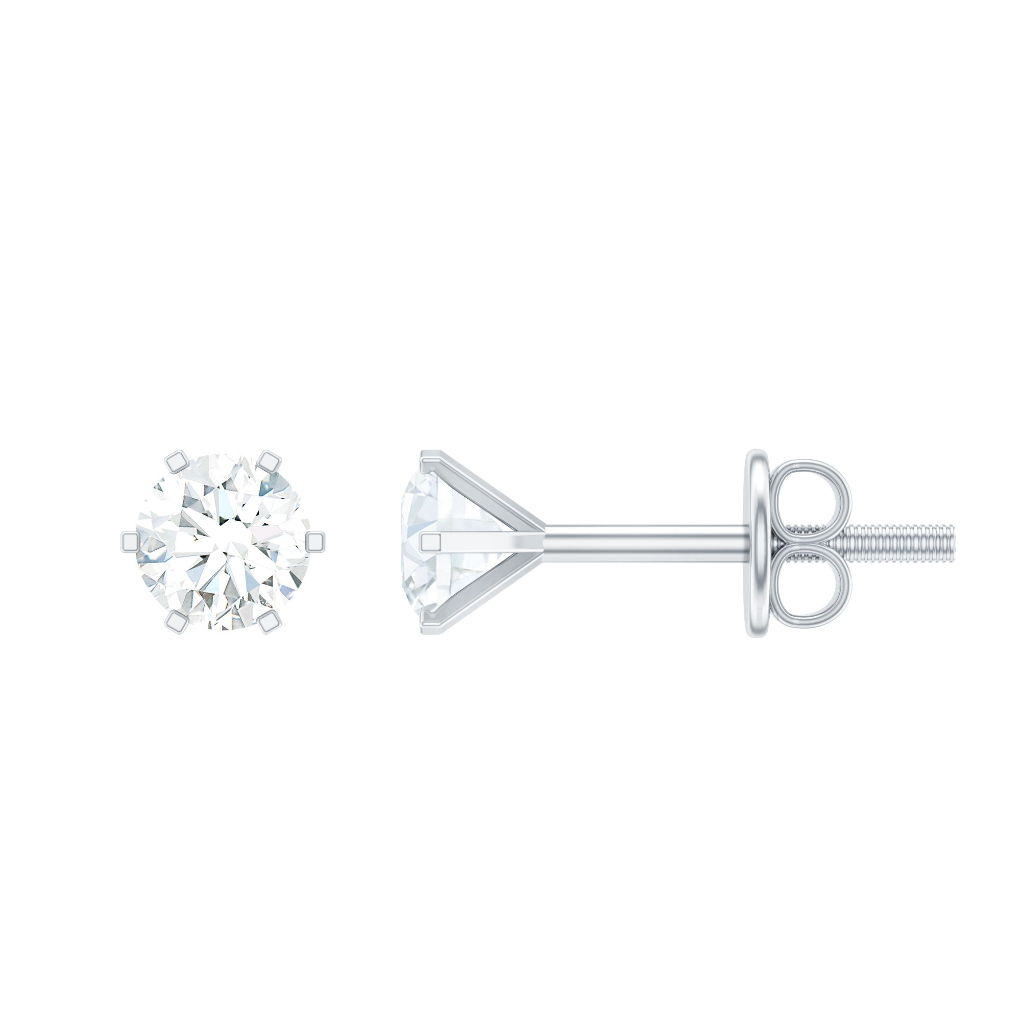 Real Diamond Solitaire Martini Stud Earrings