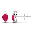 Pear Cut Ruby and Diamond Stud Earrings For Women AAA - Rosec Jewels