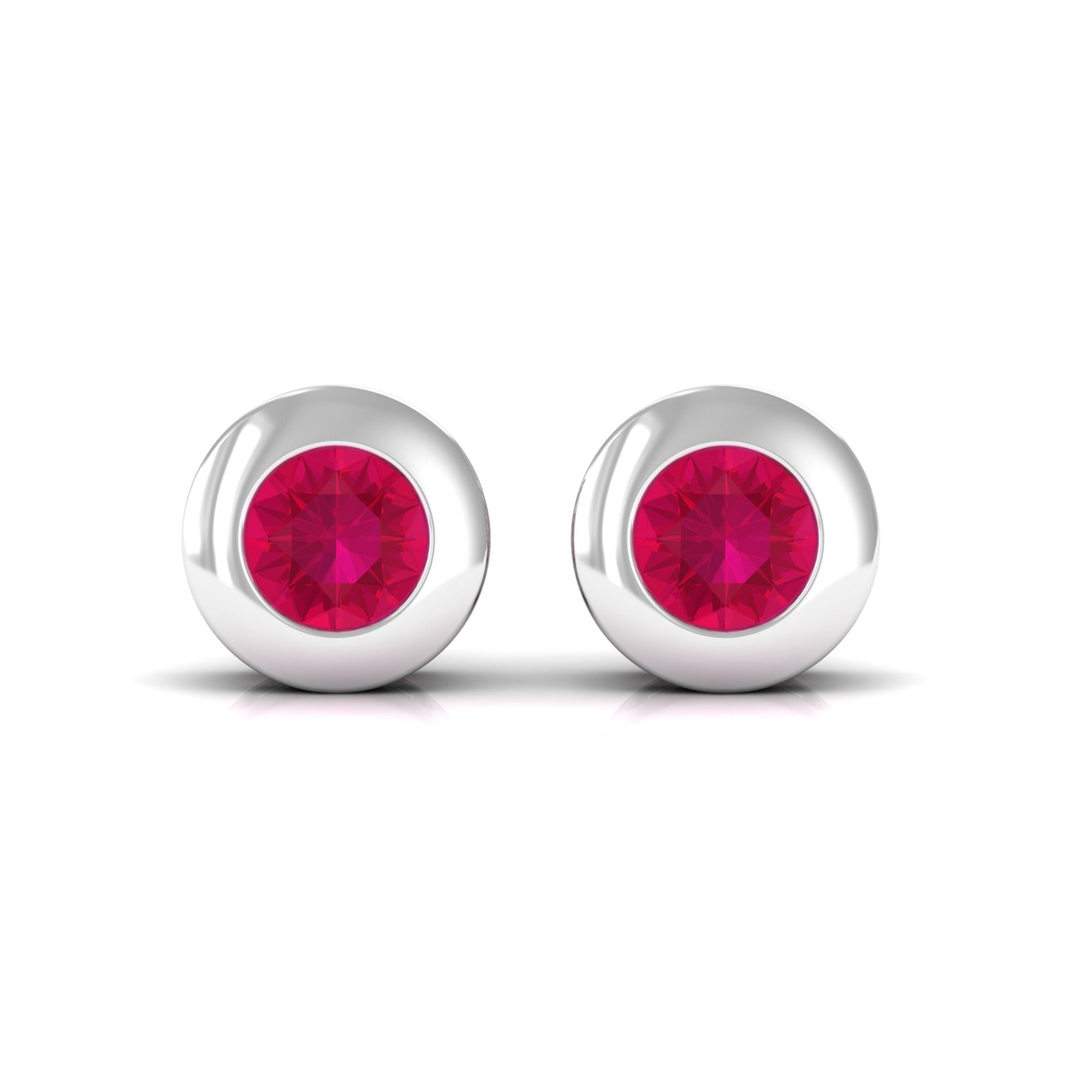 1/4 CT Round Cut Ruby Solitaire Stud Earrings in Bezel Setting Ruby - ( AAA ) - Quality - Rosec Jewels