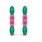 1.75 CT Marquise Emerald and Pink Sapphire Dangle Earrings Emerald - ( AAA ) - Quality - Rosec Jewels