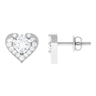 Round Moissanite Heart Stud Earrings Moissanite - ( D-VS1 ) - Color and Clarity - Rosec Jewels