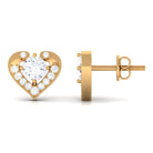 Round Moissanite Heart Stud Earrings Moissanite - ( D-VS1 ) - Color and Clarity - Rosec Jewels