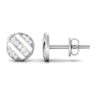 Surface Prong Set Real Diamond Circle Stud Earrings in Gold Diamond - ( HI-SI ) - Color and Clarity - Rosec Jewels