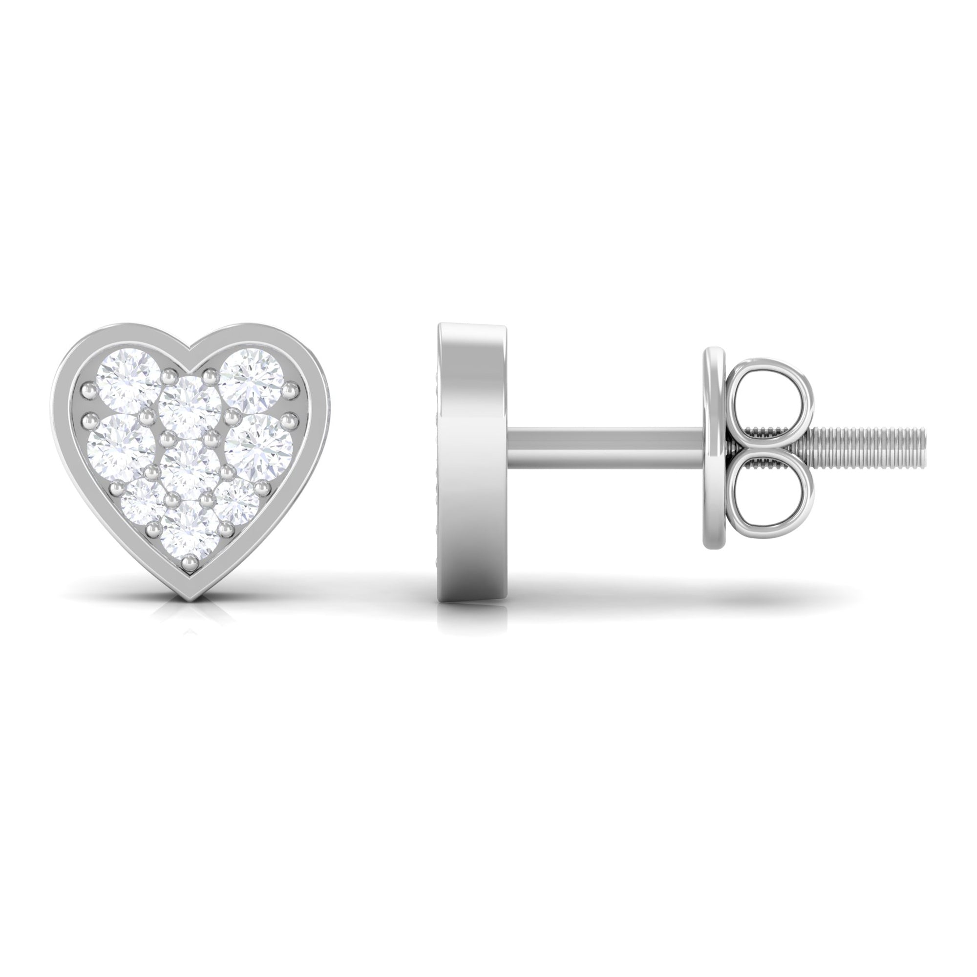 Diamond Simple Heart Stud Earrings Diamond - ( HI-SI ) - Color and Clarity - Rosec Jewels