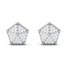 Round Cut Moissanite Geometric Stud Earrings Moissanite - ( D-VS1 ) - Color and Clarity - Rosec Jewels