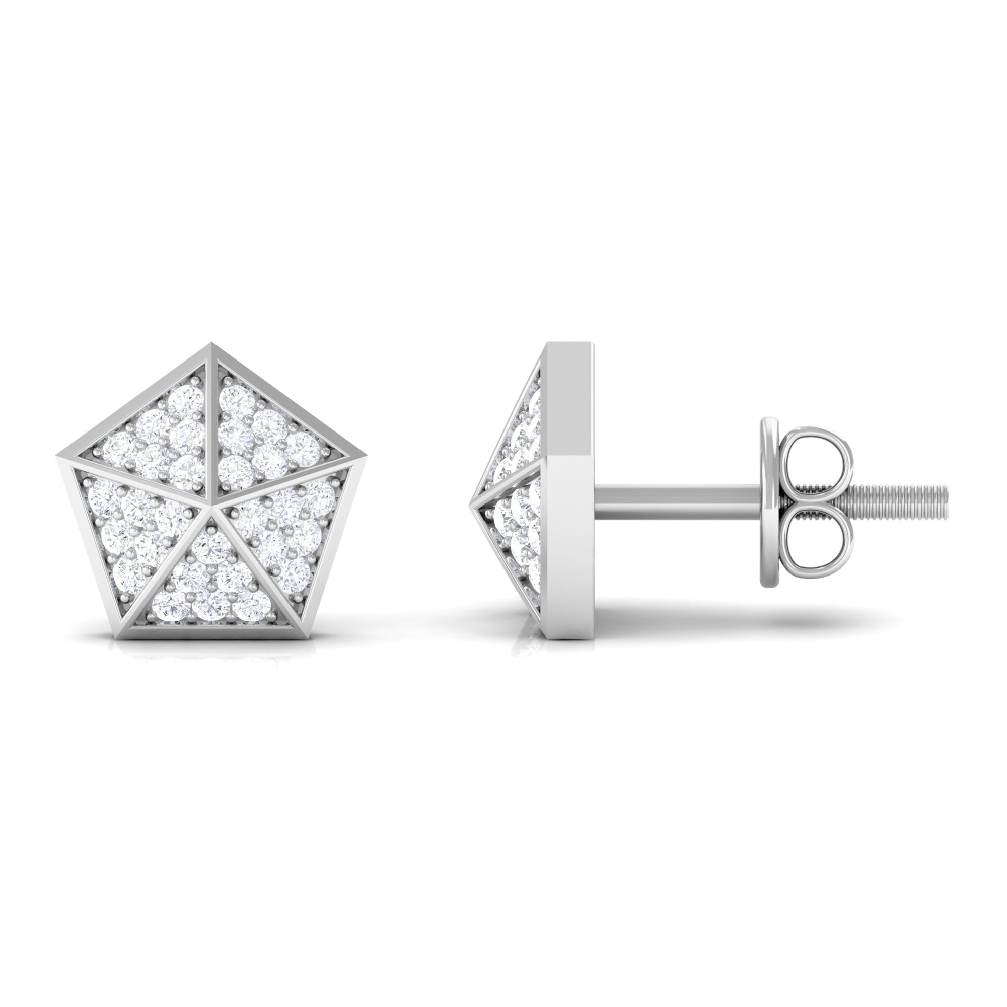 Round Cut Moissanite Geometric Stud Earrings Moissanite - ( D-VS1 ) - Color and Clarity - Rosec Jewels