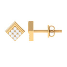 Rosec Jewels-Minimal Diamond Diagonal Square Stud Earrings in Gold