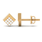 Rosec Jewels-Minimal Diamond Diagonal Square Stud Earrings in Gold