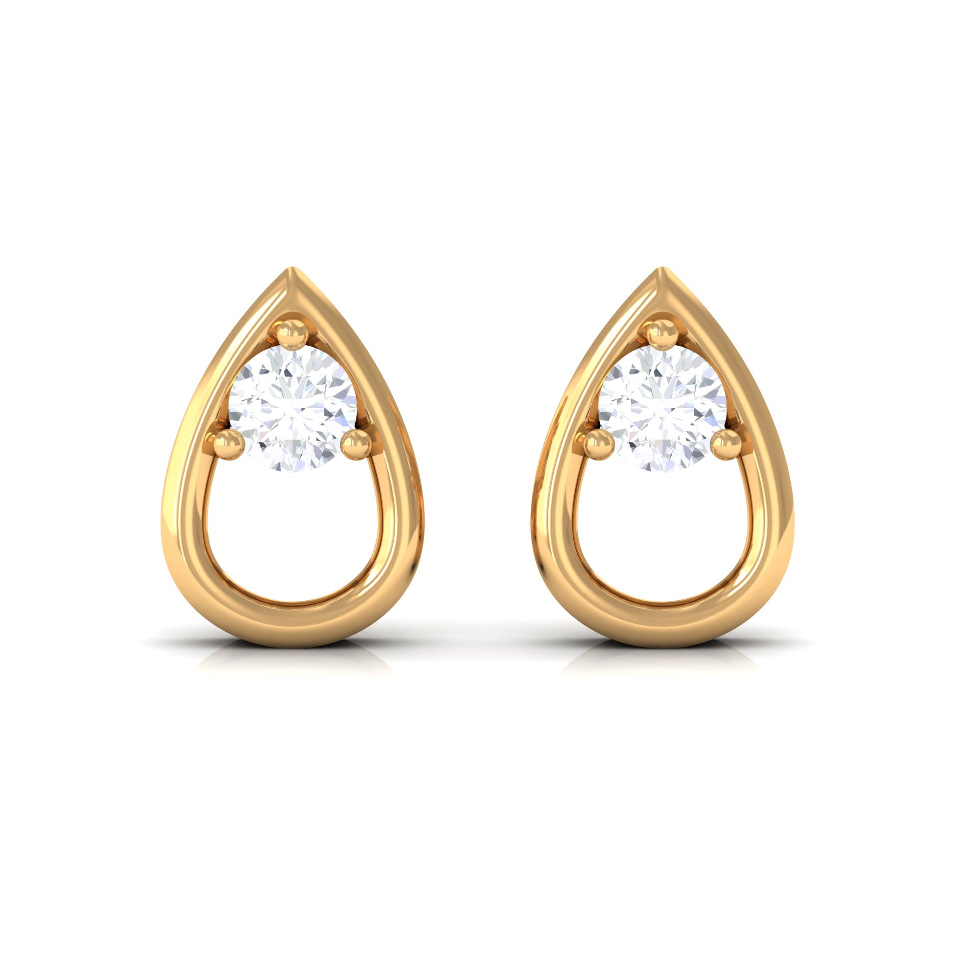 Round Diamond Teardrop Stud Earrings in Gold – Rosec Jewels