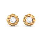Natural Diamond Solitaire Flower Stud Earrings Diamond - ( HI-SI ) - Color and Clarity - Rosec Jewels