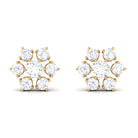 Rosec Jewels-3/4 CT Diamond Cluster Flower Stud Earrings in Gold