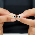 3/4 CT Black Onyx and Diamond Halo Stud Earrings Black Onyx - ( AAA ) - Quality - Rosec Jewels