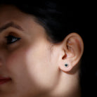 3/4 CT Black Onyx and Diamond Halo Stud Earrings Black Onyx - ( AAA ) - Quality - Rosec Jewels