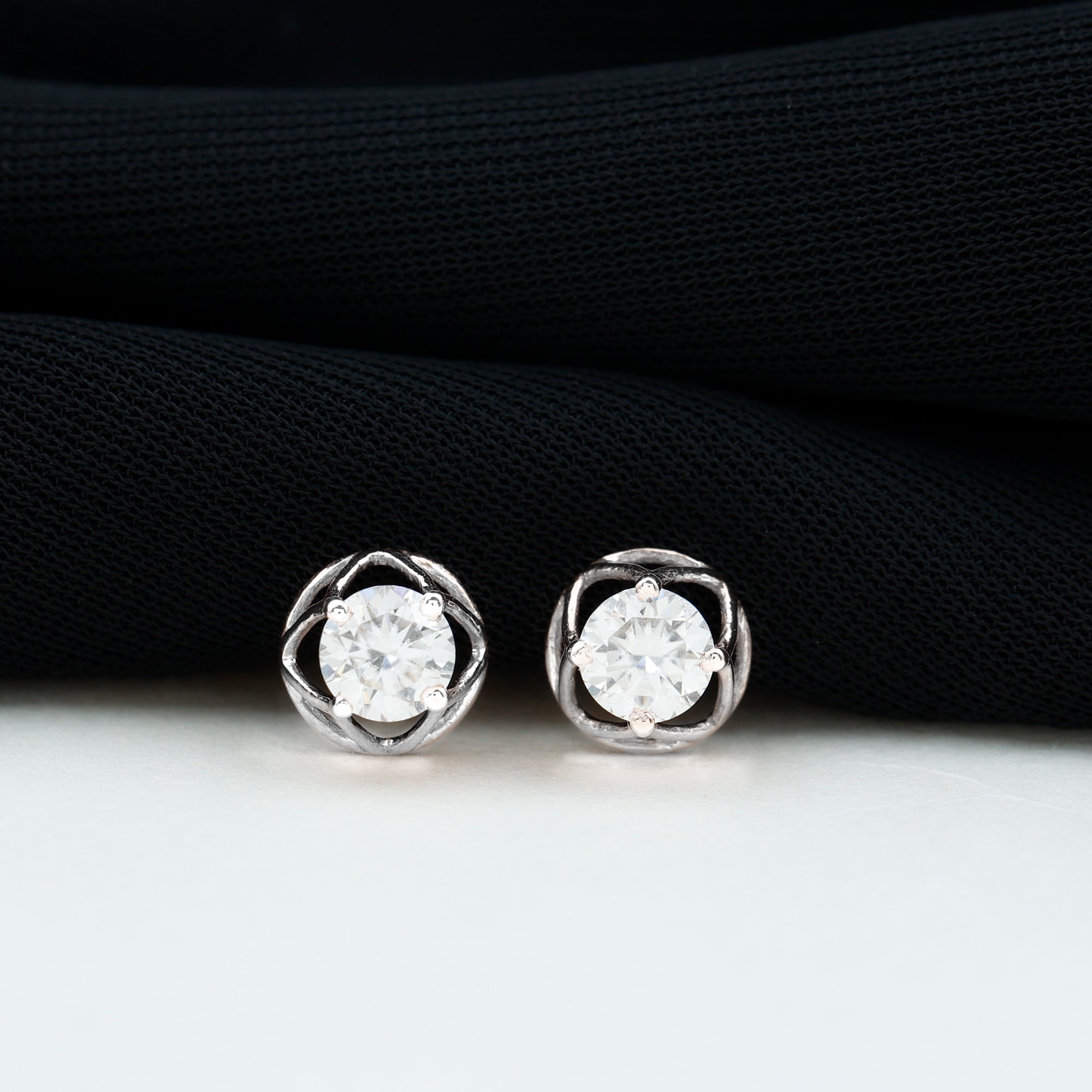 1 CT Round Cut Solitaire Moissanite Stud Earrings Moissanite - ( D-VS1 ) - Color and Clarity - Rosec Jewels