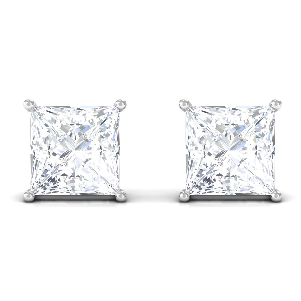 3/4 CT Princess Cut Moissanite Solitaire Stud Earrings Moissanite - ( D-VS1 ) - Color and Clarity - Rosec Jewels