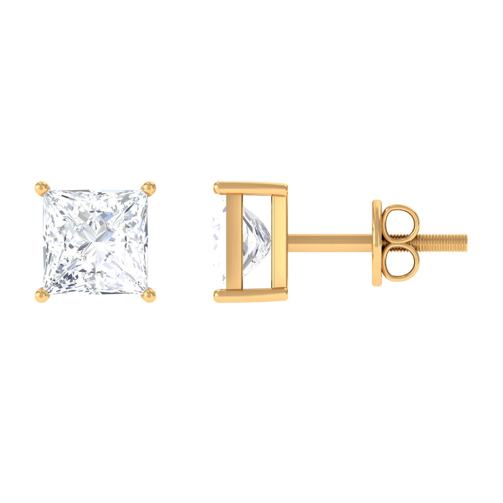 3/4 CT Princess Cut Moissanite Solitaire Stud Earrings Moissanite - ( D-VS1 ) - Color and Clarity - Rosec Jewels