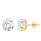 4.2 Carat Round Cut Moissanite Solitaire Stud Earrings D-VS1 - Rosec Jewels