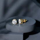 4.2 Carat Round Cut Moissanite Solitaire Stud Earrings D-VS1 - Rosec Jewels