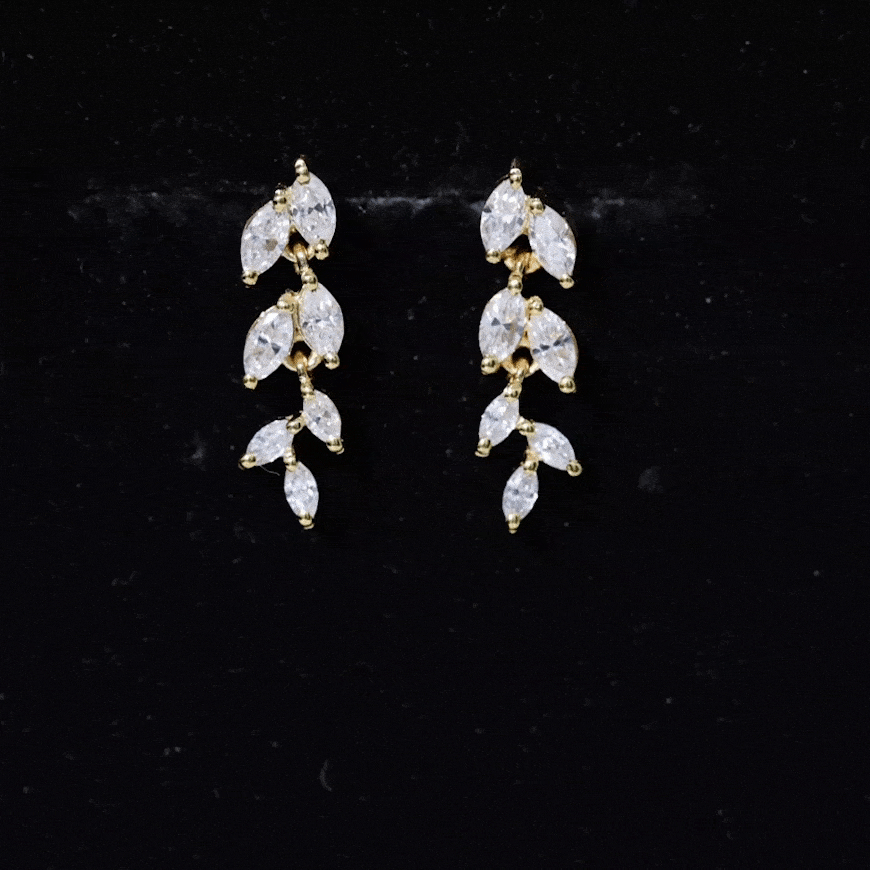 Marquise Cut Moissanite Leaf Dangle Earrings Moissanite - ( D-VS1 ) - Color and Clarity - Rosec Jewels