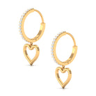 3/4 CT Moissanite Hinged Hoop Earrings with Gold Open Heart Moissanite - ( D-VS1 ) - Color and Clarity - Rosec Jewels