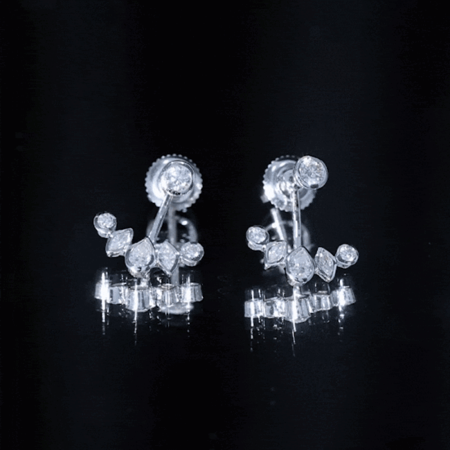 Certified Moissanite Jacket Earrings in Yellow Gold Plated Silver D-VS1 14K Yellow Gold Plated Silver - Rosec Jewels