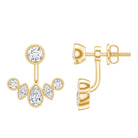 Certified Moissanite Jacket Earrings in Yellow Gold Plated Silver D-VS1 14K Yellow Gold Plated Silver - Rosec Jewels