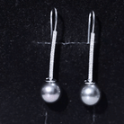 15 Carat Tahitian Pearl Dangle Earrings with Diamond Stones AAA - Rosec Jewels