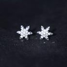 Certified Moissanite Snowflake Stud Earrings Moissanite - ( D-VS1 ) - Color and Clarity - Rosec Jewels