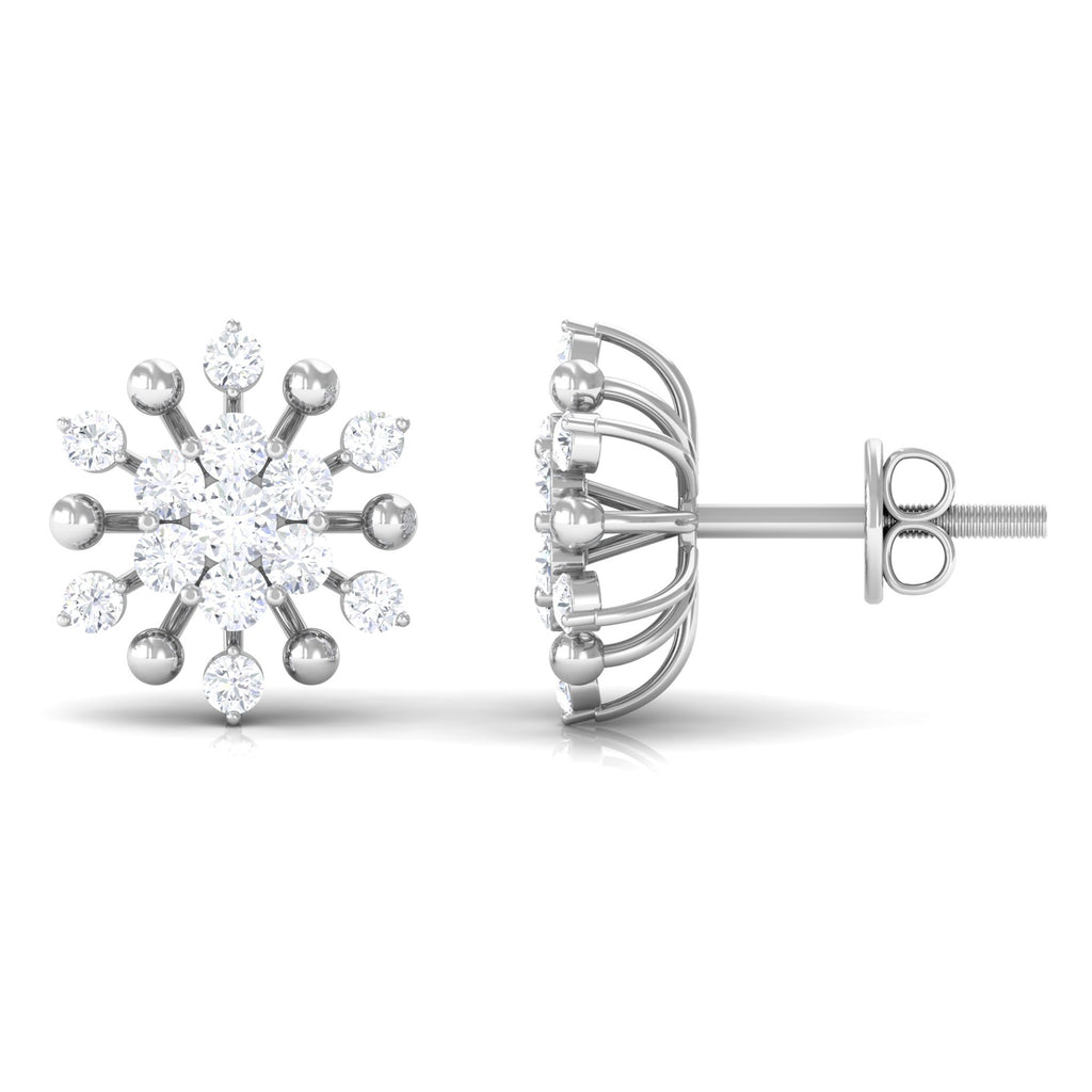 3/4 CT Moissanite Floral Cluster Stud Earrings Moissanite - ( D-VS1 ) - Color and Clarity - Rosec Jewels